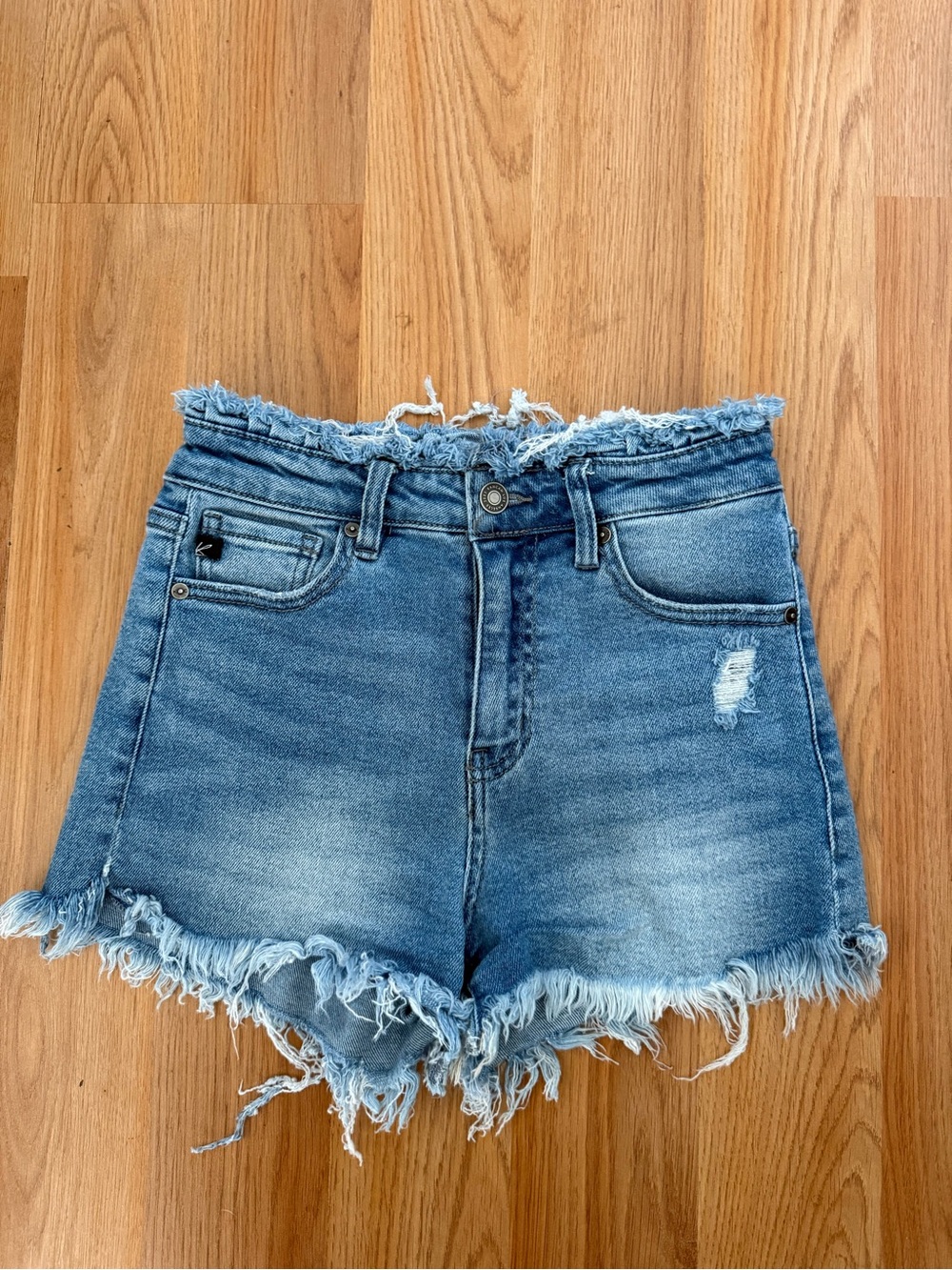 Kancan Frayed Hem Light Blue Denim Shorts size 3/25